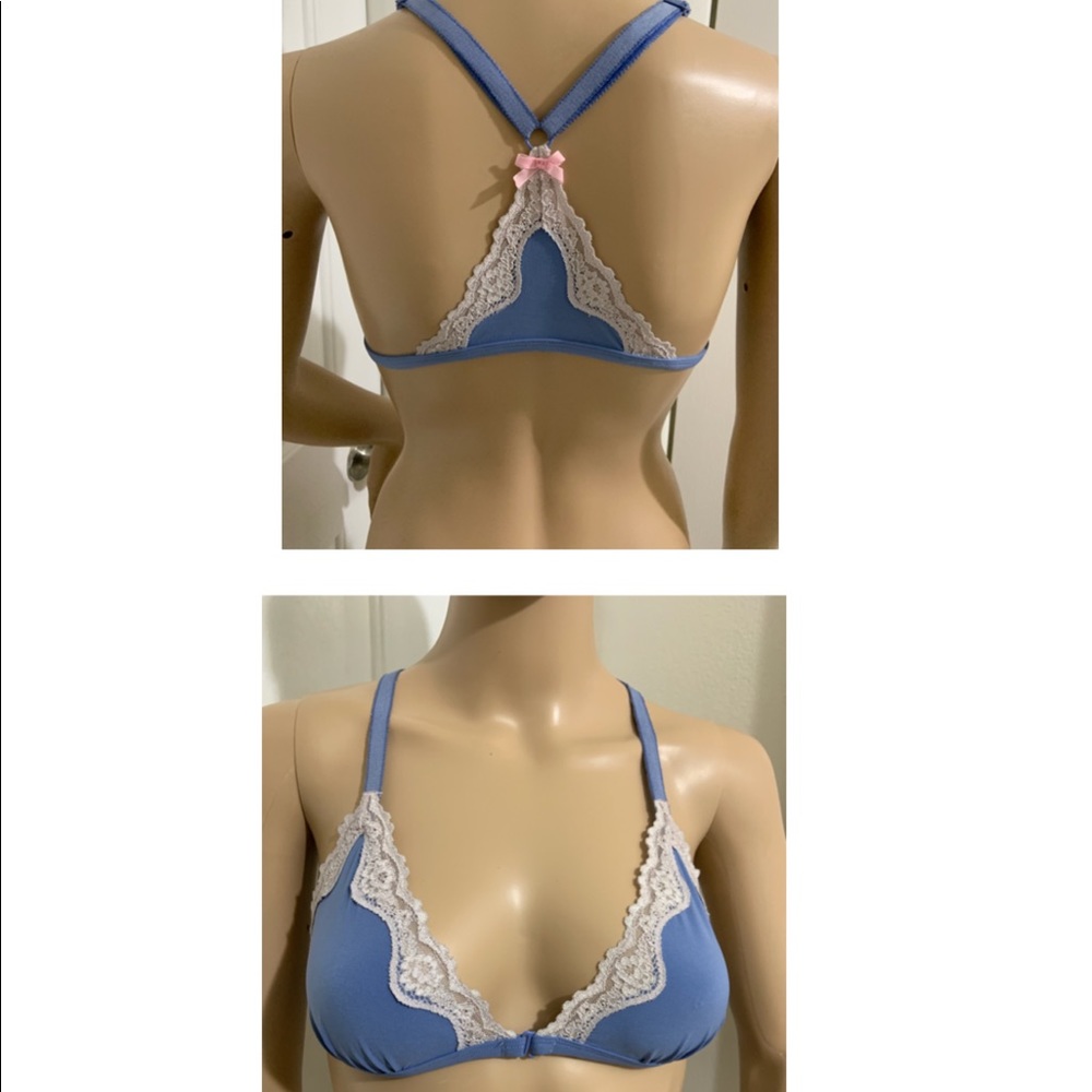 Victoria Secret blue white lace bralette size m